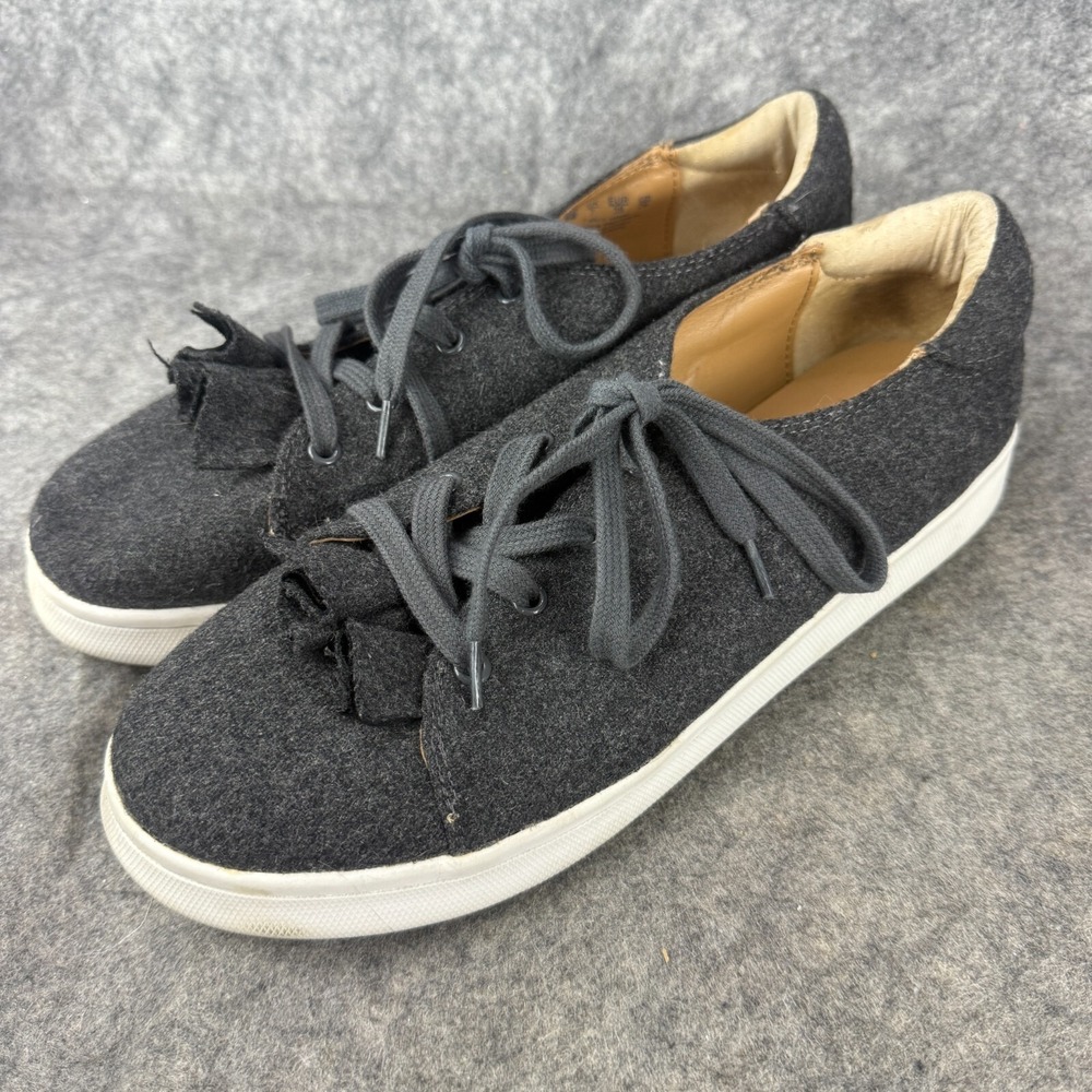 Franco Sarto Shoes 9 Stephanie Casual Sneakers Gray‎ Round Toe Ruffle Lace Up